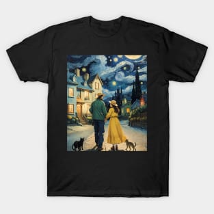 Starry Night Cat, Van Gogh Cat, Cat Lover, Cat Mom, Cat Dad T-Shirt